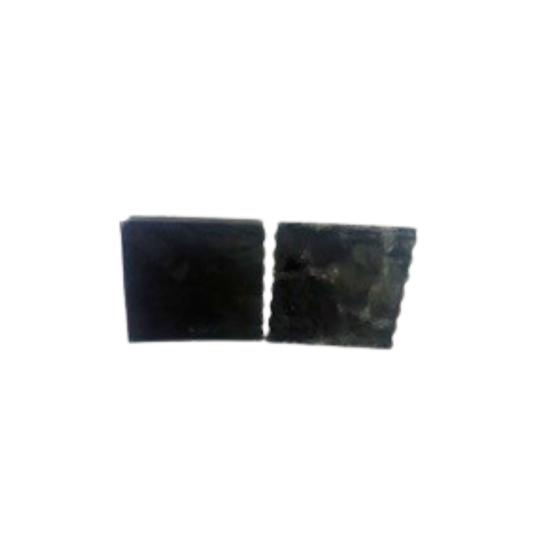 Two black Detox & Glow: Charcoal Handmade Soap bars on a white background