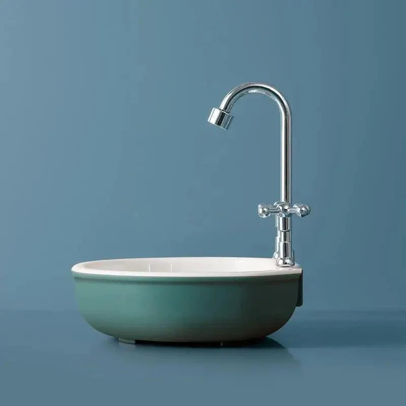 1Pcs Faucet Shape Draining Soap Dish Portable Bathroom Products Double Layer 3Colors Eco-friendly Soap Box Draining Soap Dish Sponge Holder Soap Container with Waterfall Spout for Bathroom Shower Kitchen Sink