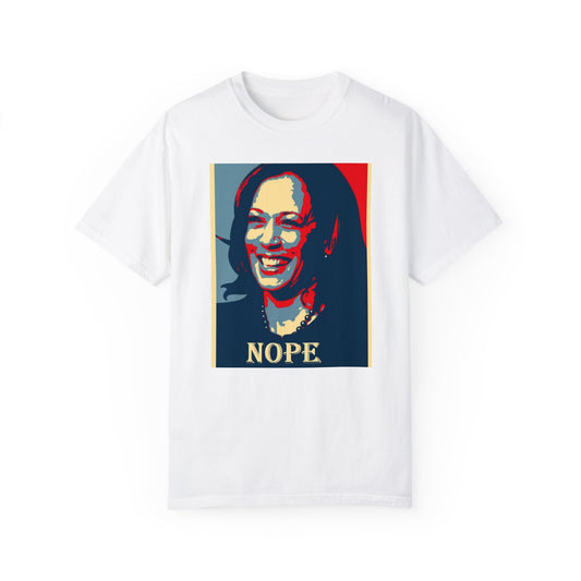 White Kamala Harris 'NOPE' Unisex Garment-Dyed T-shirt