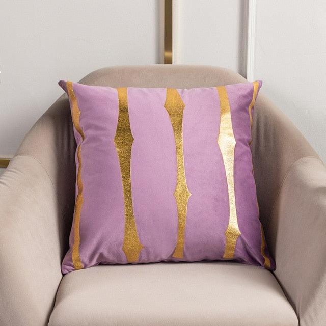2021 Fashion Striped Pillowcase Festival Home Bronzing Square Decorative Throw Pillow Cover With Gold Striped Cushion Cases Modern Luxury Pillowcases Cushion Cover Soft Fabric Pillow Cases Decorative 45x45CM