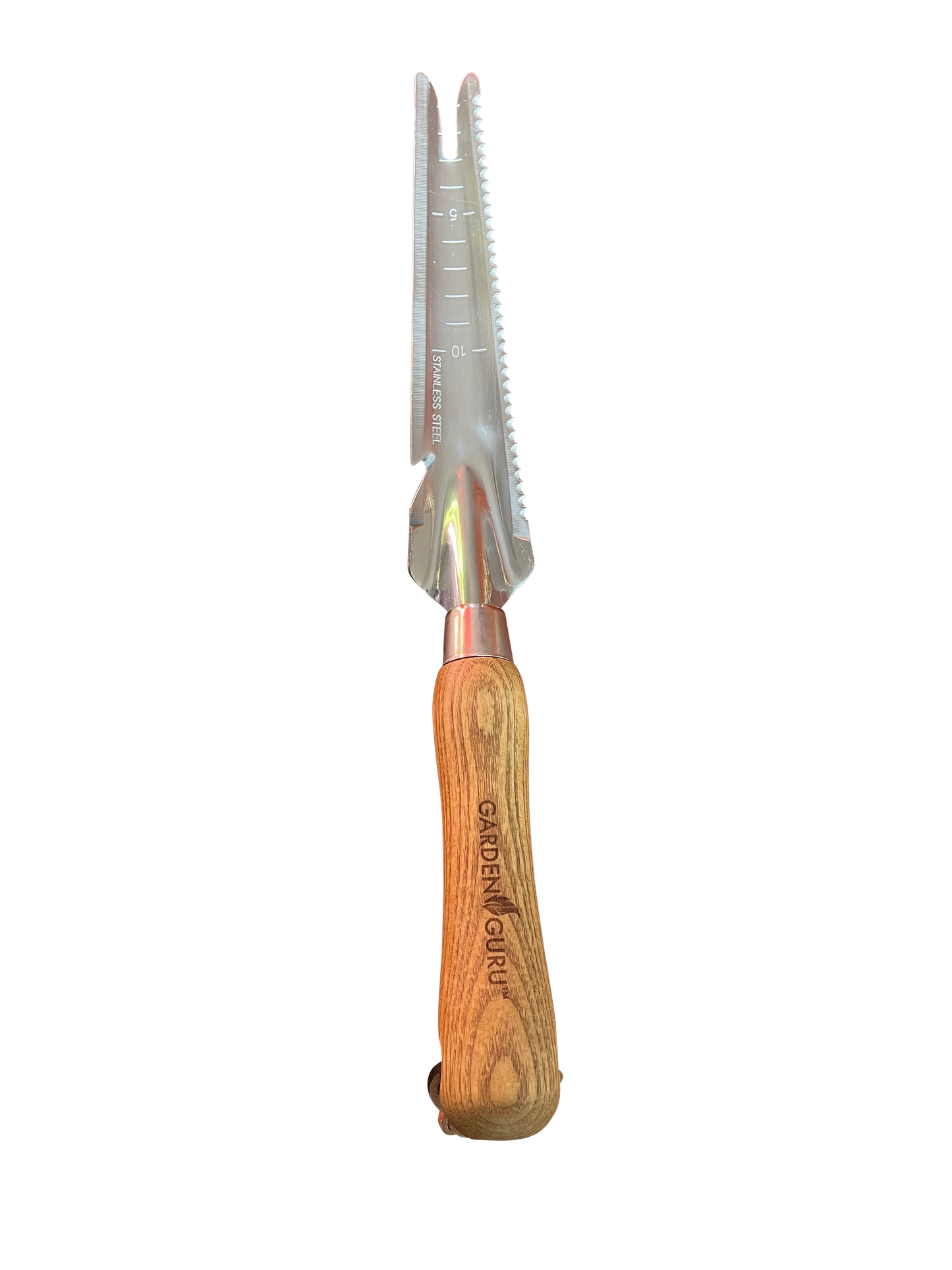 Weeding Tool with wooden handle on a white background