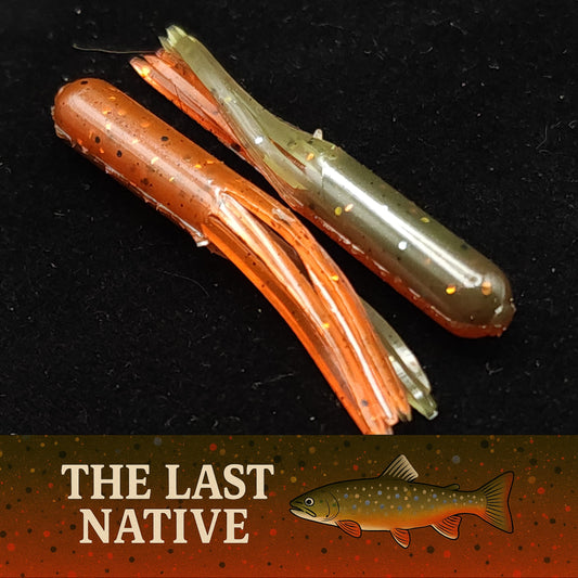 Two fishing lures on a black background with 'The Last Native' branding.