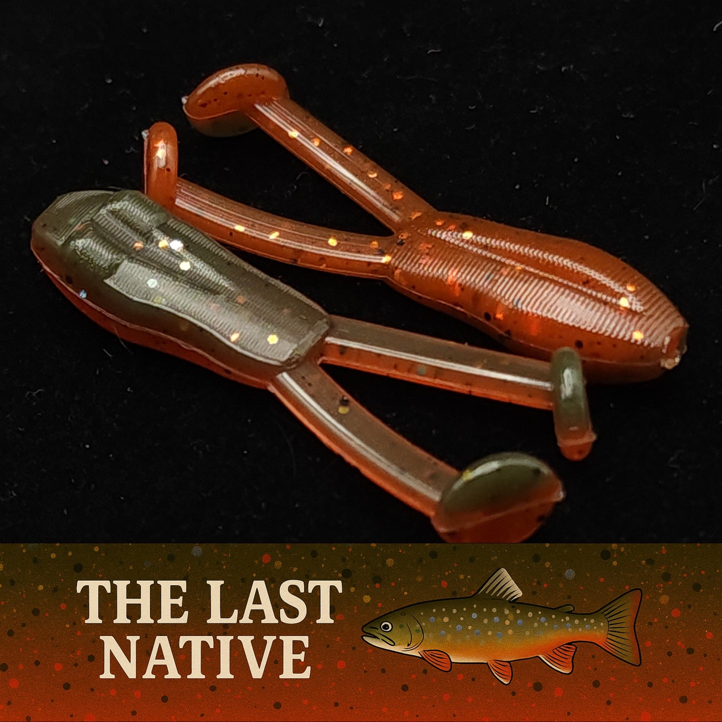 Two fishing lures on a black background with 'The Last Native' branding.