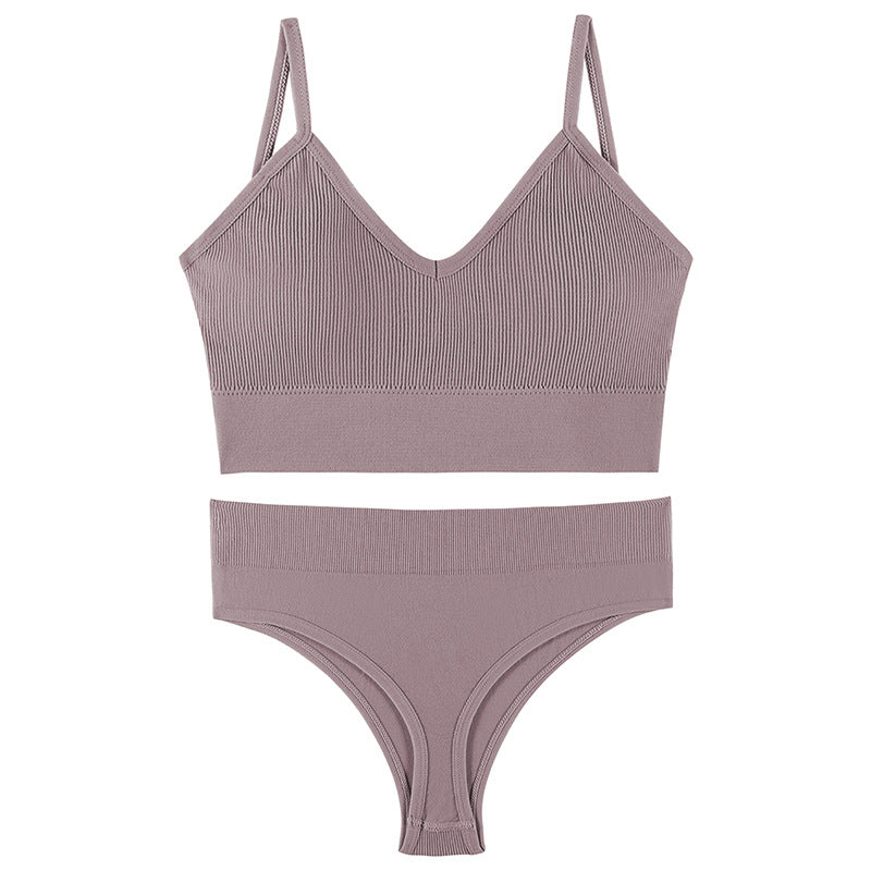 Women Seamless Bra Top Fitness Swimwear Push Up Exercise Bikini For Women 2 Pieces Ribbed Seamless Yoga Bikini Sets Sports Bra And Underwear Set 2 Piece High Waist Summer Bikini