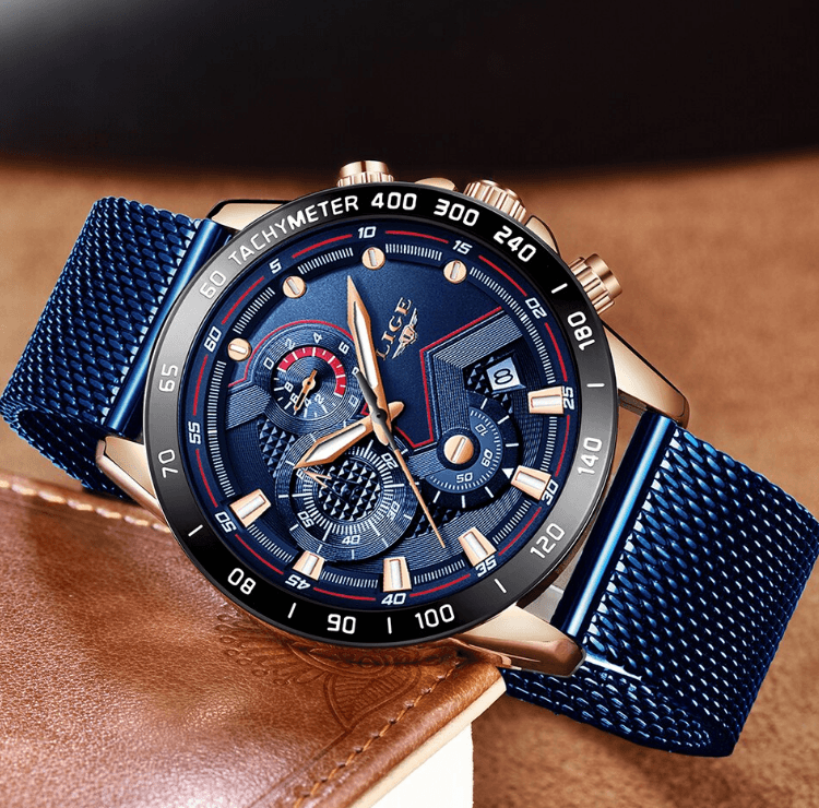 Men's Sports Waterproof Watch With  Stainless Steel Bracelet Unique Design Perfect Gift For Your Man