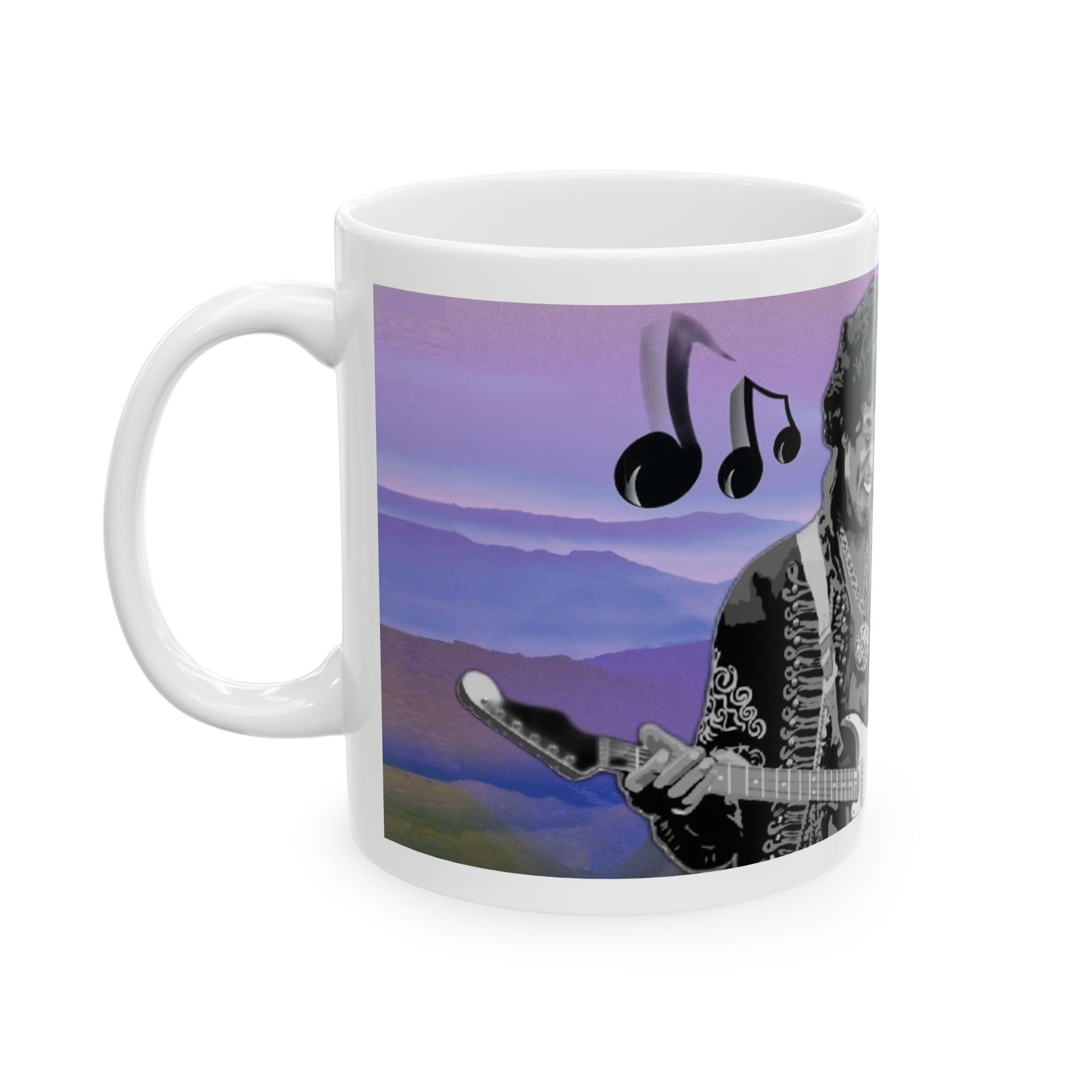 Right Side View Jimi Hendrix Purple Landscape Ceramic Mug