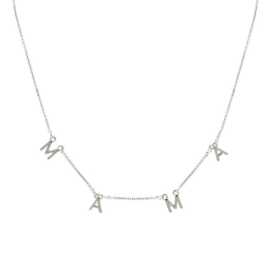 Silver MAMA Station Necklace