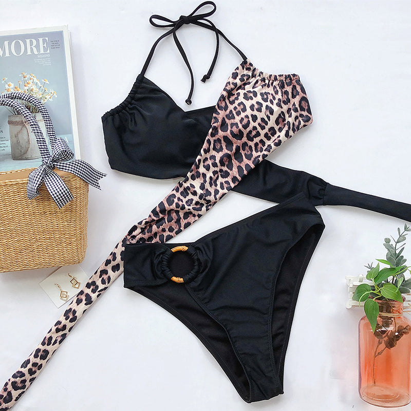 Fashion Bikini Set One Shoulder Women's Swimsuits High Waist Bright Color Swimwear Women Rings Ribbed Bikinis Women's Ribbed O-Ring String Bikini Swimsuit Comfortable Swimwear Two Pieces Bathing Suit