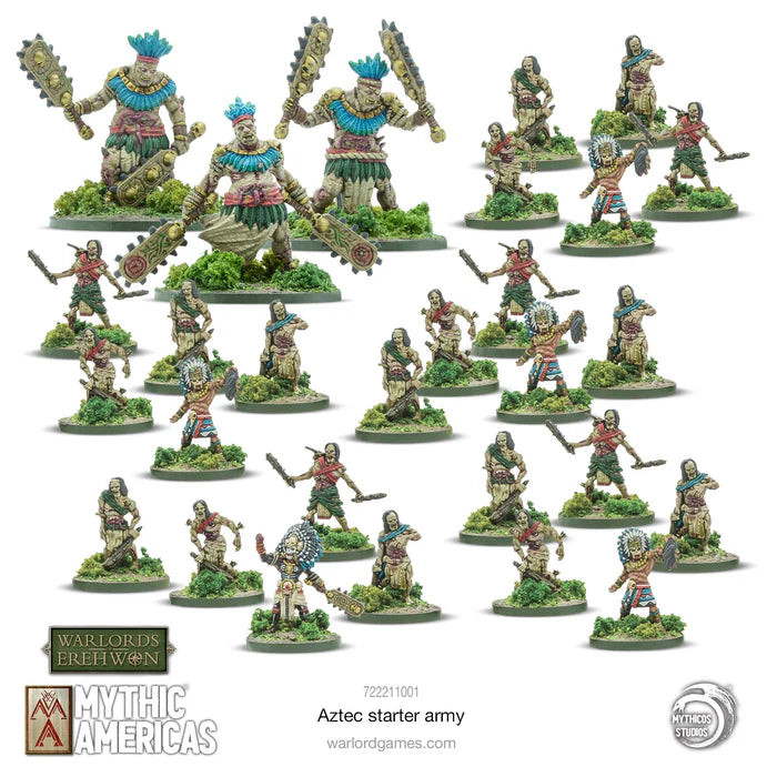 Aztec starter army figurines from Mythic Americas on a white background