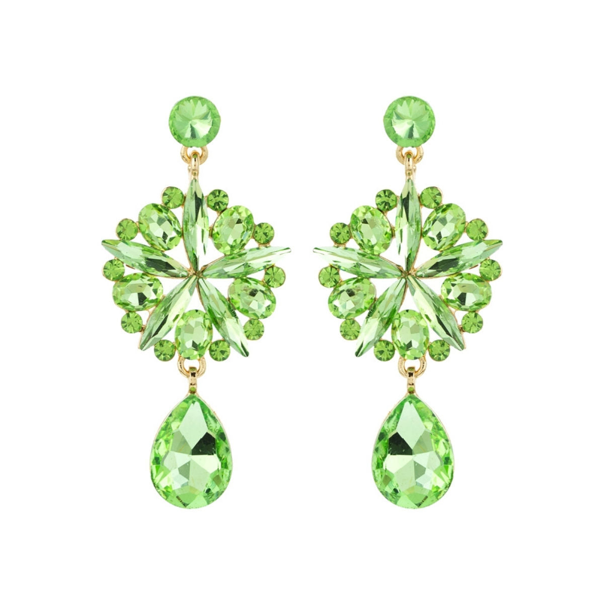 Lime Crystal Burst Earrings