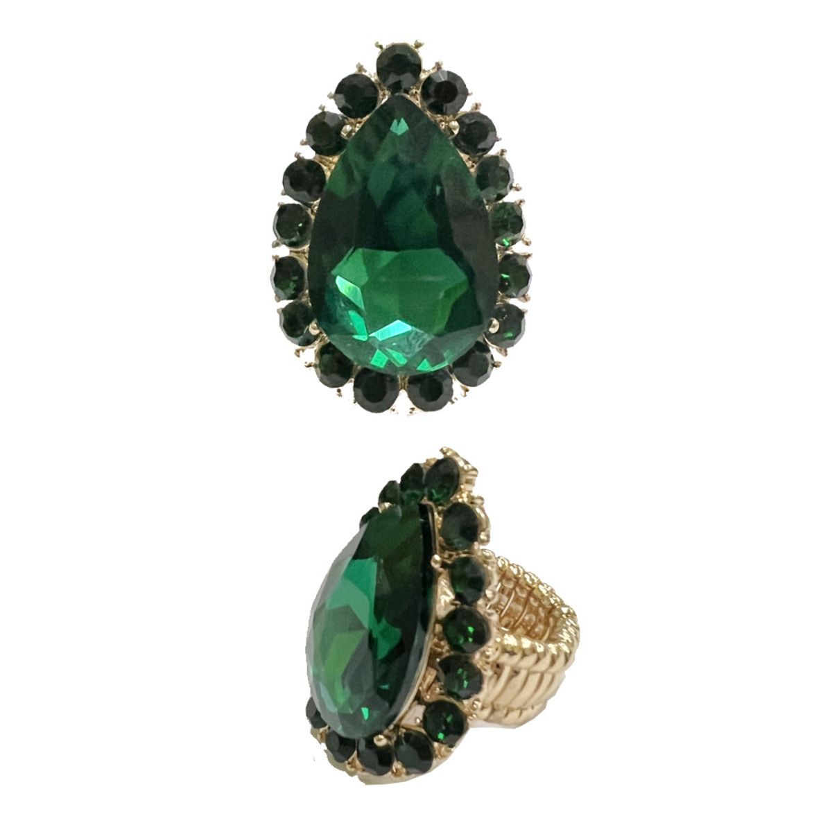 Green Teardrop Cocktail Ring