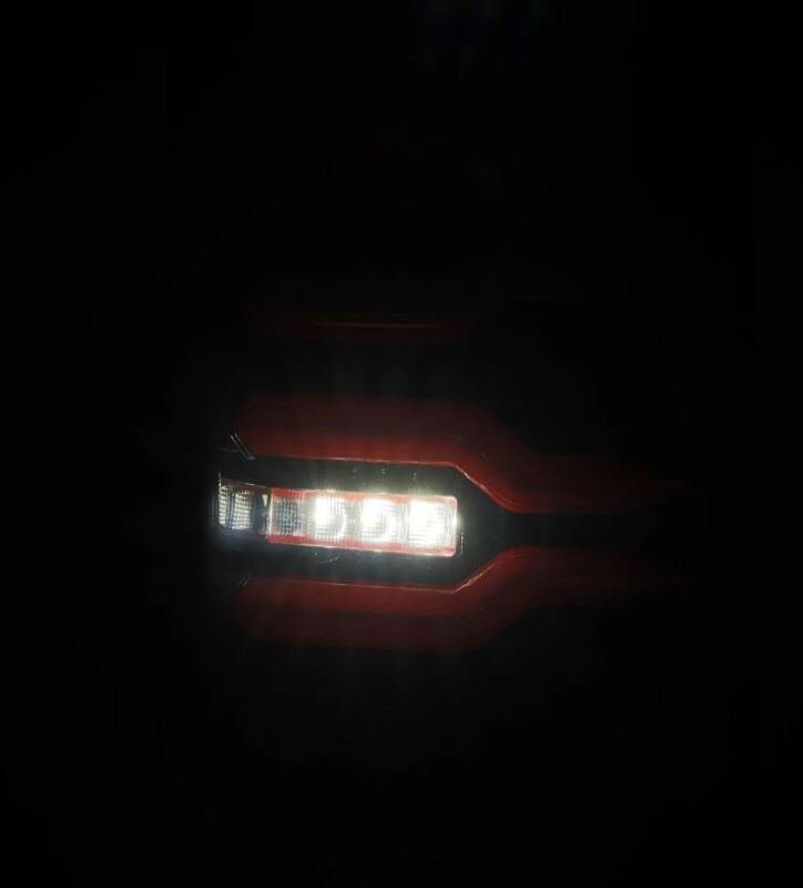 Car tailight with LED light on a dark background