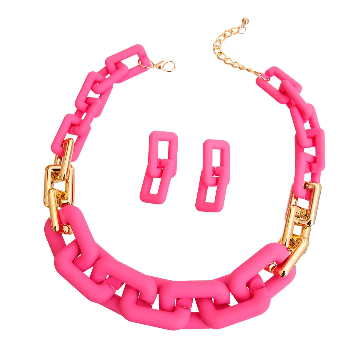 Pink Rubber Rectangle Link Chain