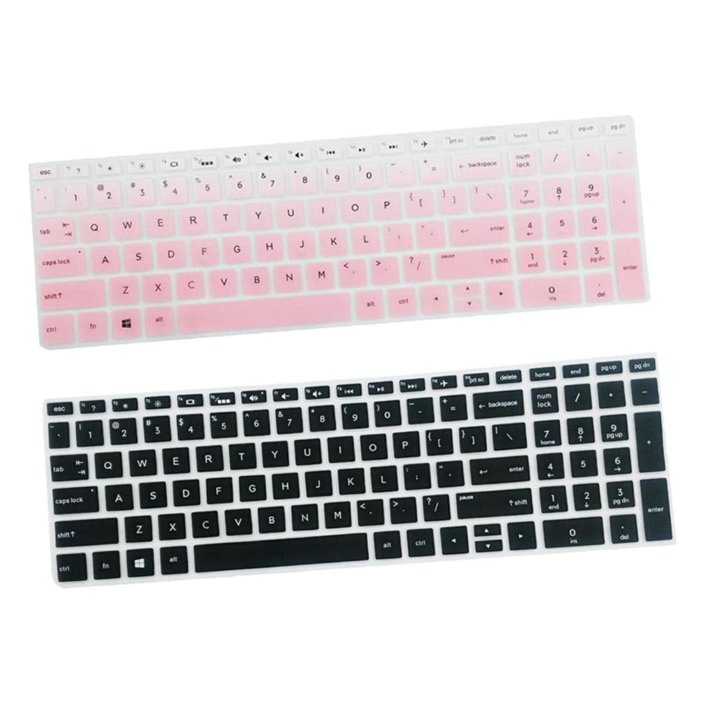 Keyboard covers in pink and black on a white background