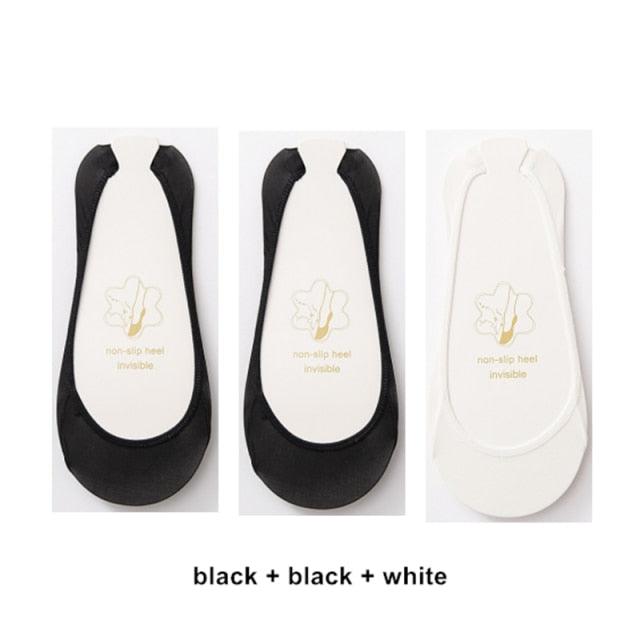3 Pairs Invisible Boat Socks Women Summer Silicone Non-Slip Socks for High Invisible Heels Ice Silk Socks for Women