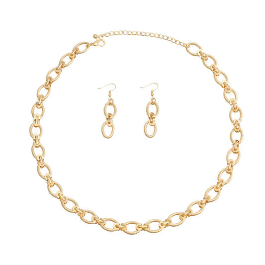 Twisted Oval Gold Metal Chain Set