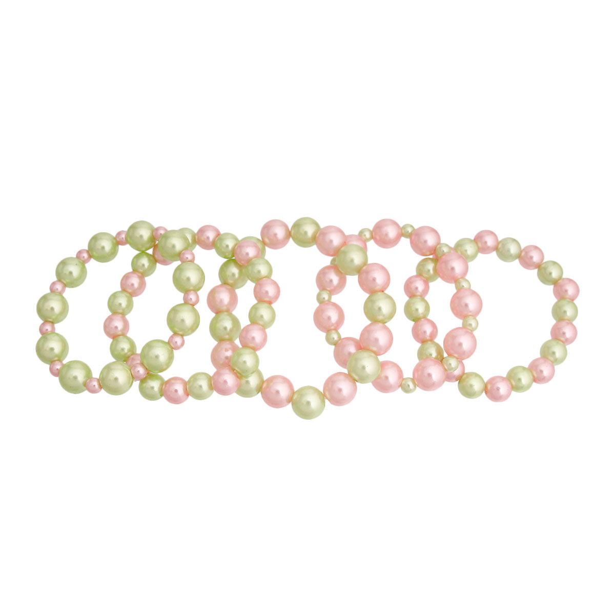 AKA Pink Green Pearl 5 Pc Bracelets