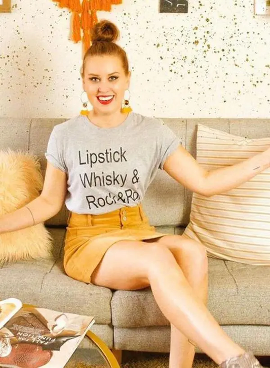 Lipstick, Whiskey & Rock N Roll Graphic Tshirt