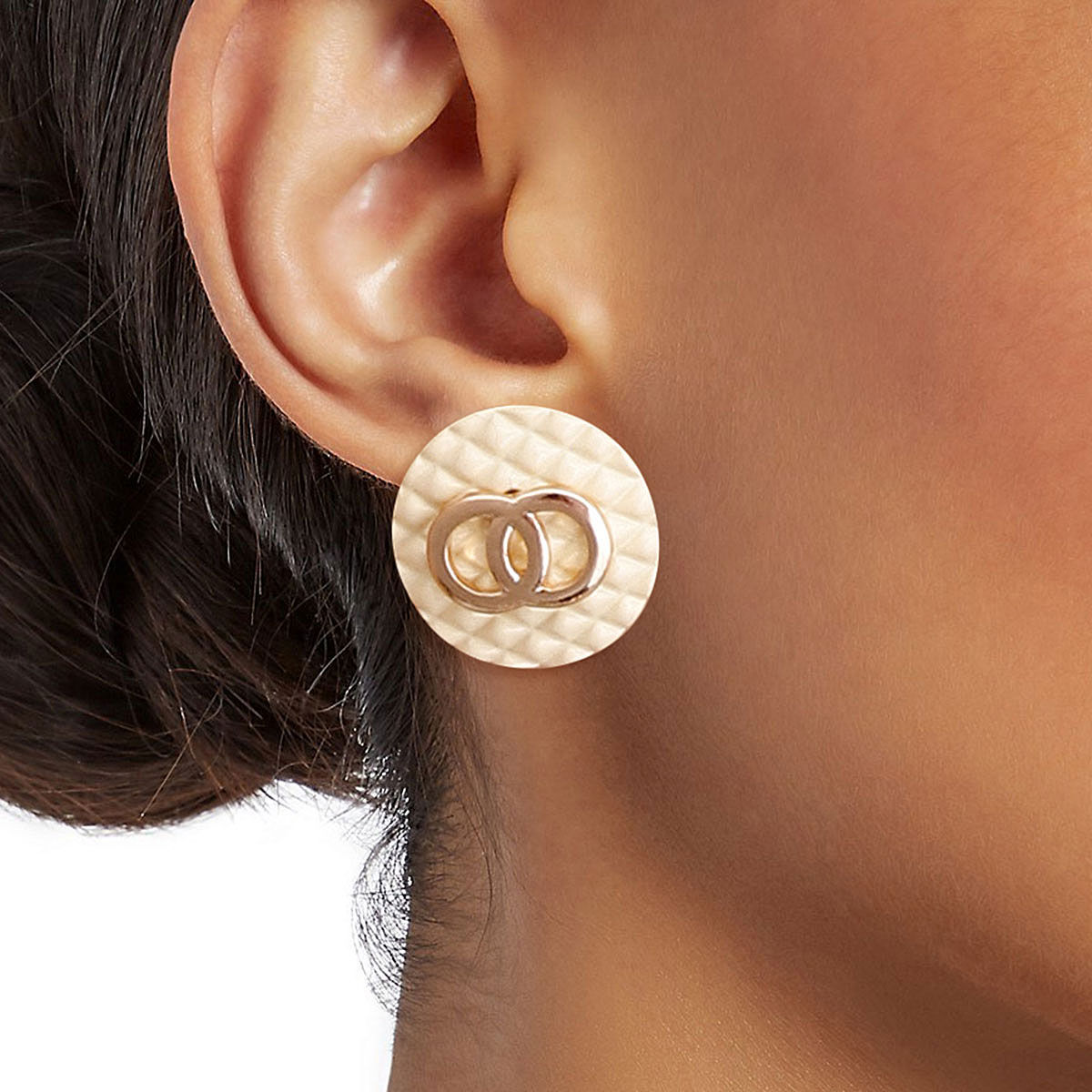 Ivory Quilted Elegance Studs - Bespoke Style