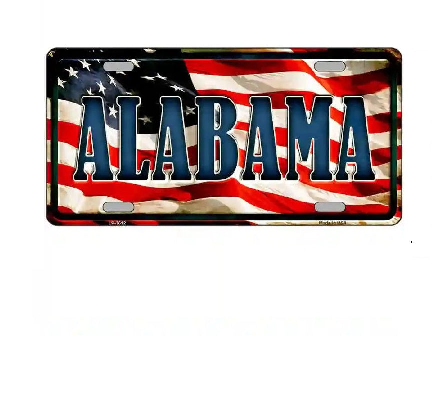 Alabama and American Flag License Plate
