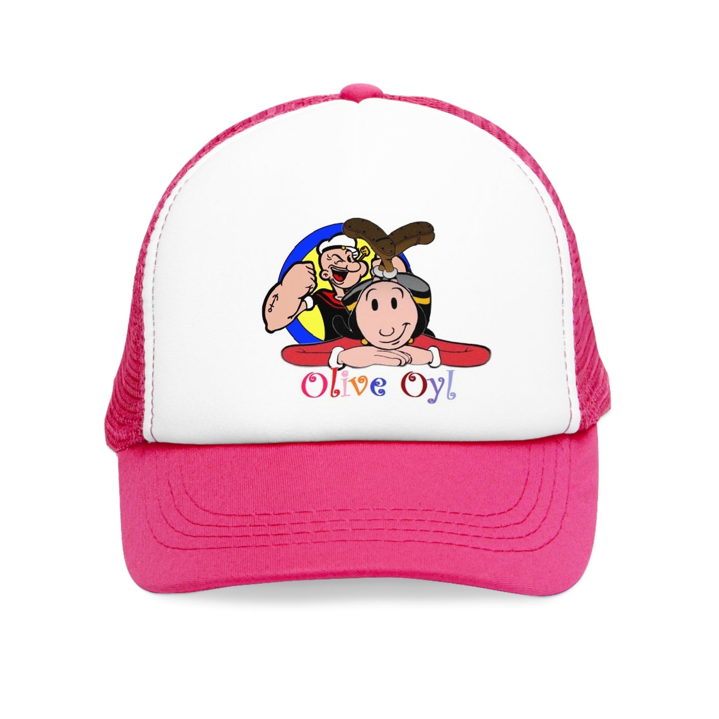 Olive Oyl Popeye Mesh Polyester Ball Cap Pink