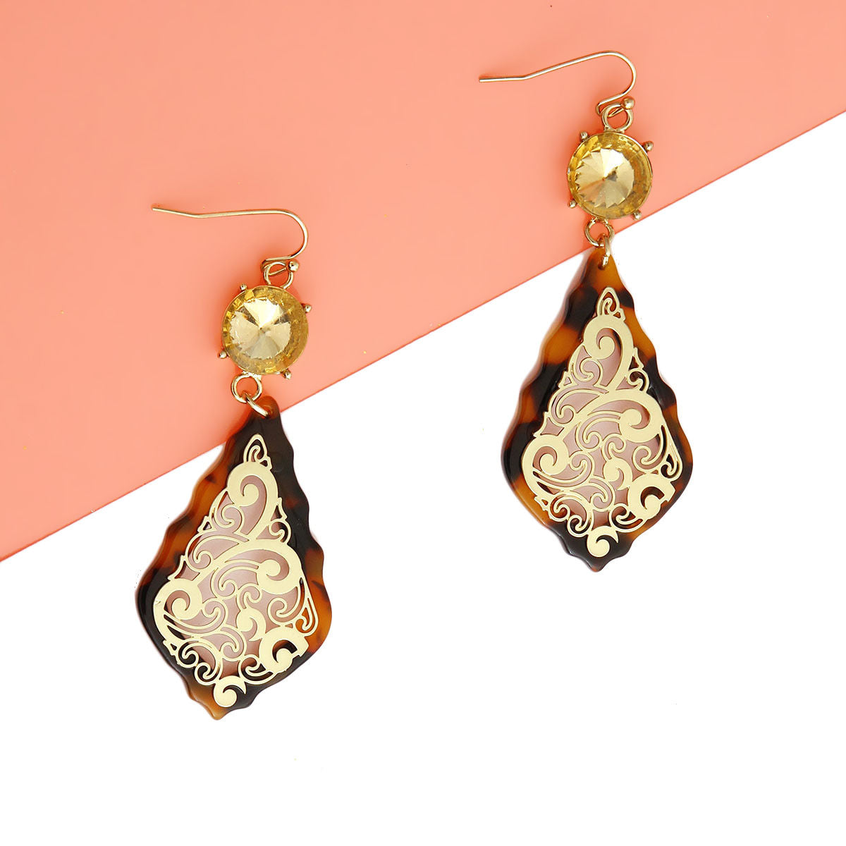 Gold Filigree Tortoiseshell Earrings