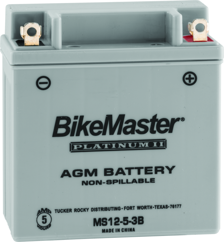 BikeMaster AGM battery on a white background