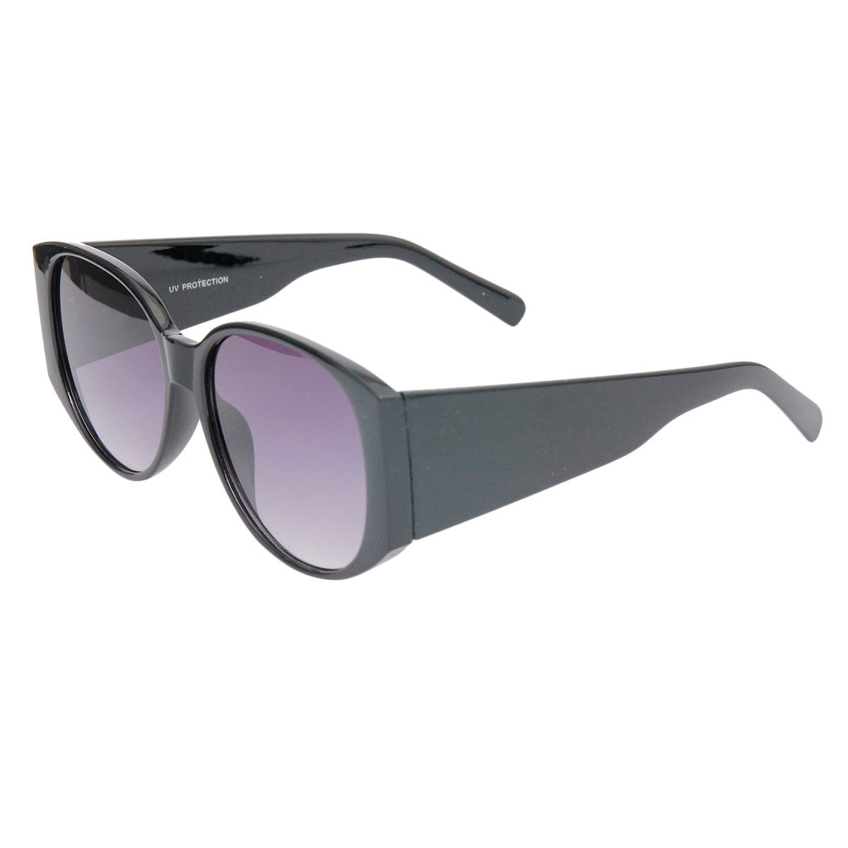 Ferragamo Style Black Rounded Wide Arm Sunglasses