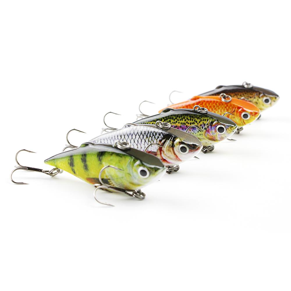 Colorful fishing lures on a white background