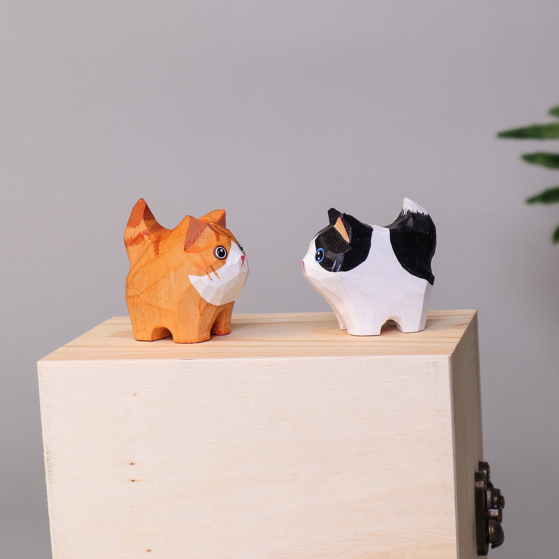 Hand-Carved Wooden Cats