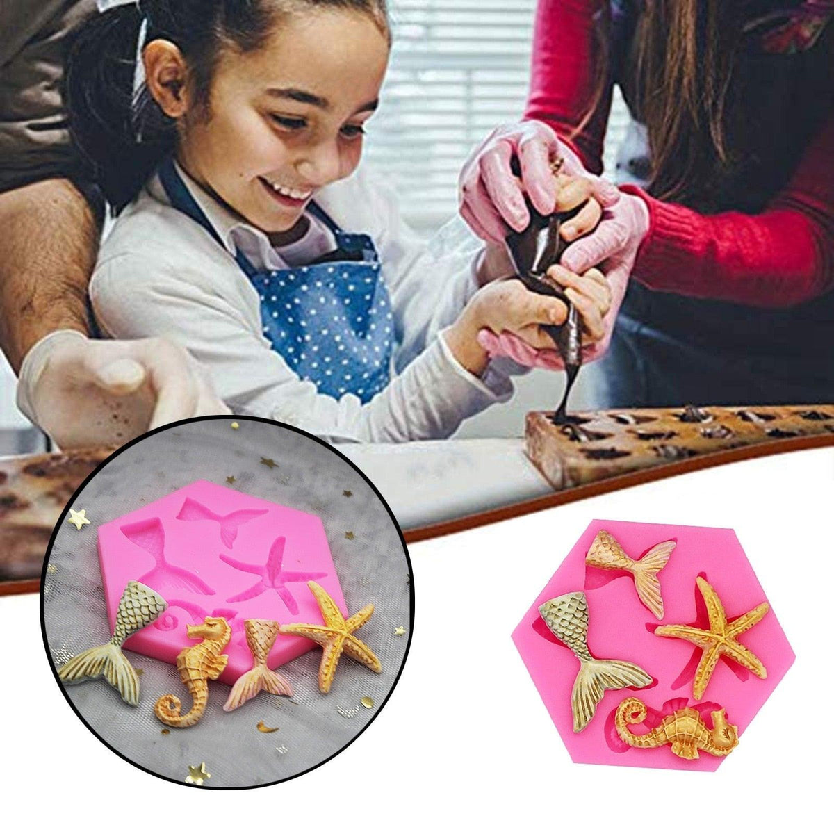 3D Cookie Decorating Sea Animal Silicone Molds Mold Cake Decoration Mold Best Mold Ocean Theme Silicone Mold Seaweed Sea Fish Shape Silicone Cake Baking Molds Chocolate Candy Baking Tool For Wedding Birthday Party Cake Decoration Cupcake Topper