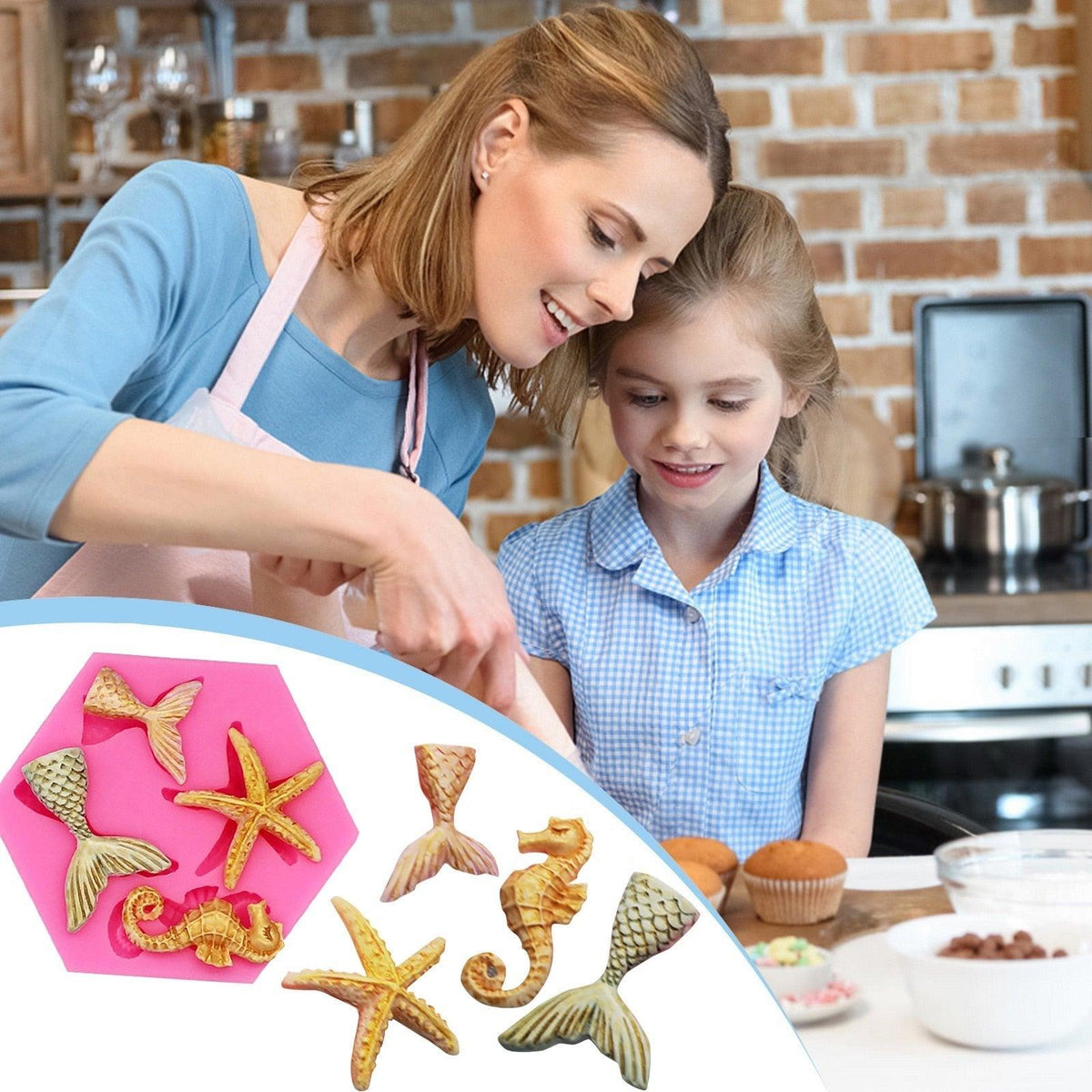 3D Cookie Decorating Sea Animal Silicone Molds Mold Cake Decoration Mold Best Mold Ocean Theme Silicone Mold Seaweed Sea Fish Shape Silicone Cake Baking Molds Chocolate Candy Baking Tool For Wedding Birthday Party Cake Decoration Cupcake Topper