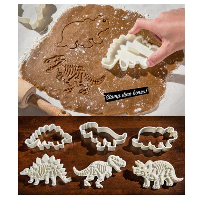3D Dinosaur Cookie Cutters Mold Dinosaur Biscuit Cartoon Mould Sugarcraft Dessert Baking Silicone Mold For Sop Cake Decor Tool Dinosaur Fossil Cookie Making Molds Stamps For Kitchen