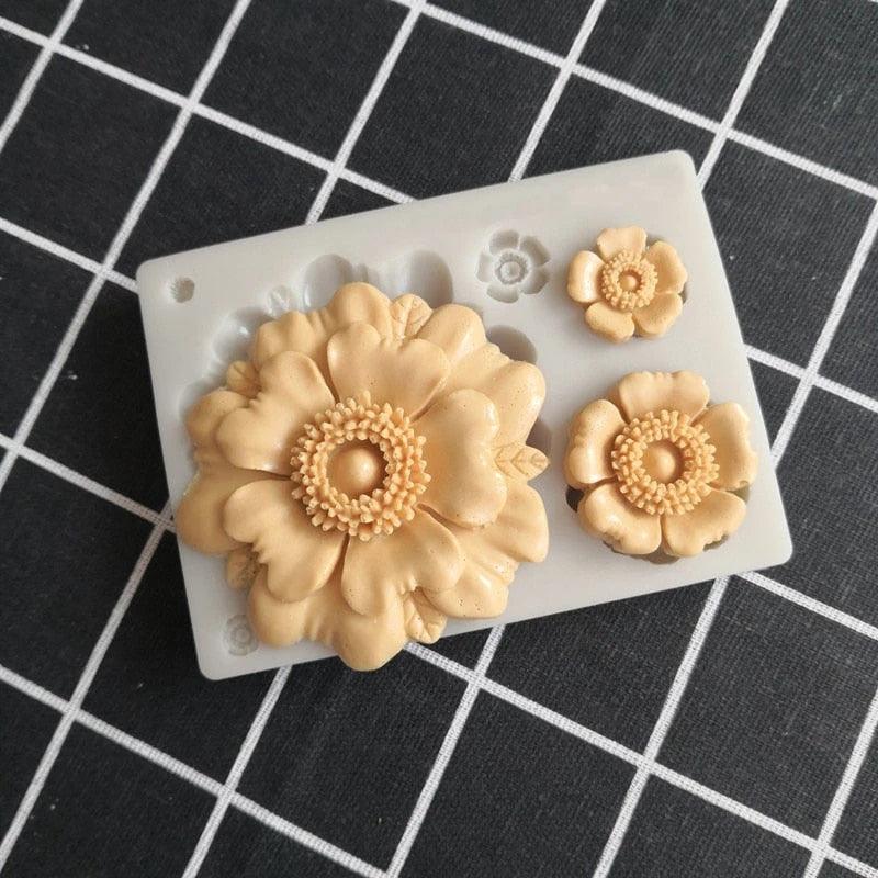 3D Flower Shape Silicone Mold Chocolate Sugar Cookies Chocolate Mould Cake Lace Decoration Clay Mold Kitchen Baking Tool Fondant Molds Mini Flower Mold Non-stick Silicone Molds For Cake Decorating