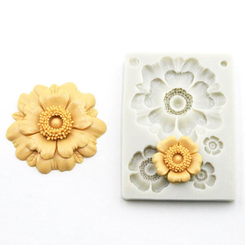 3D Flower Shape Silicone Mold Chocolate Sugar Cookies Chocolate Mould Cake Lace Decoration Clay Mold Kitchen Baking Tool Fondant Molds Mini Flower Mold Non-stick Silicone Molds For Cake Decorating