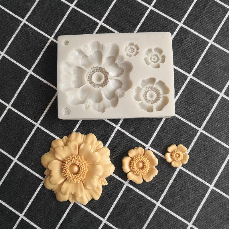 3D Flower Shape Silicone Mold Chocolate Sugar Cookies Chocolate Mould Cake Lace Decoration Clay Mold Kitchen Baking Tool Fondant Molds Mini Flower Mold Non-stick Silicone Molds For Cake Decorating