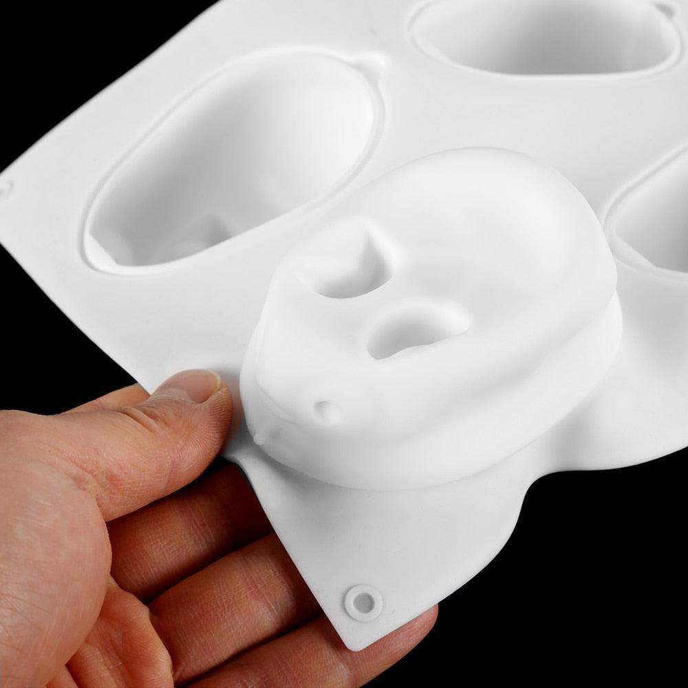 3D Rabbit Shape Silicone Cake Mold 6-cavity Mousse Dessert Baking Bunny Mold Chocolate Bakeware Pastry Decorating Mould Easter Bunny Chocolate Silicone Mold For Baking Rabbit Shape