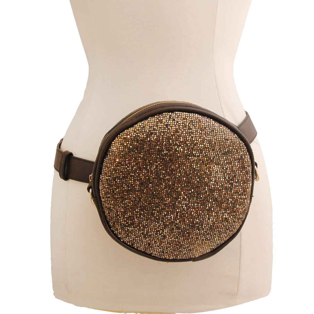 Bronze Glitter Circle Crossbody Fanny