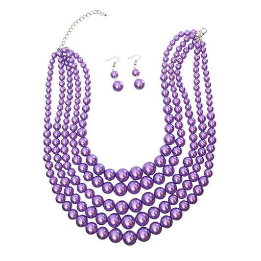 Light Purple Pearl Bead 5 Strand Set