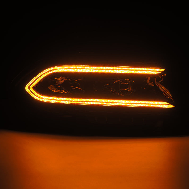 Amber LED light bar on a black background