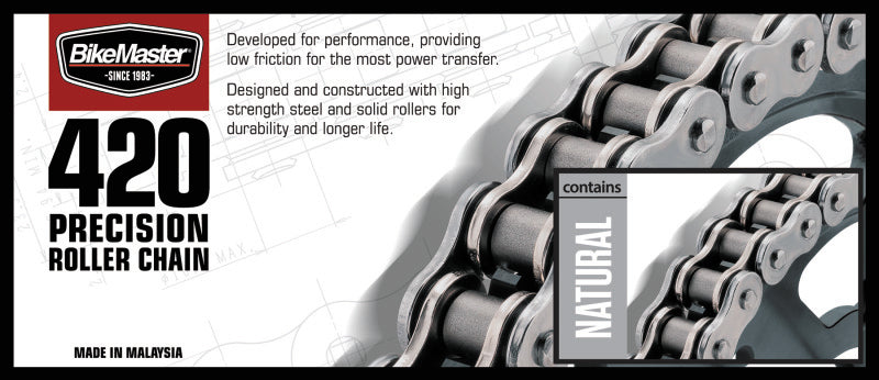 BikeMaster 420 precision roller chain with text on a white background