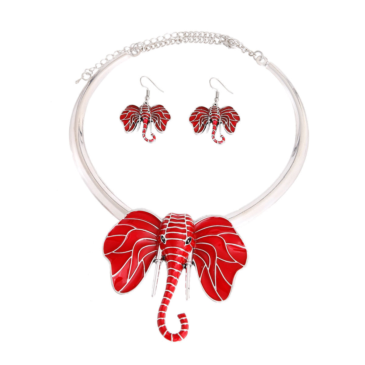 Red Elephant Head DST Collar Necklace