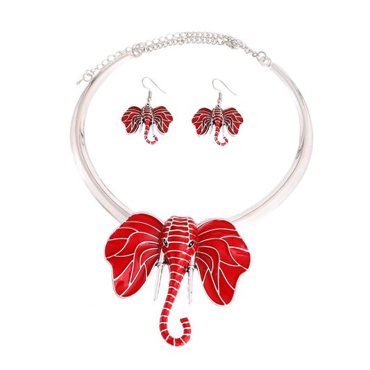 Red Elephant Head DST Collar Necklace