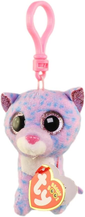 Plush cat toy with a colorful checkered pattern, pink accents, and a heart-shaped tag on a white background.