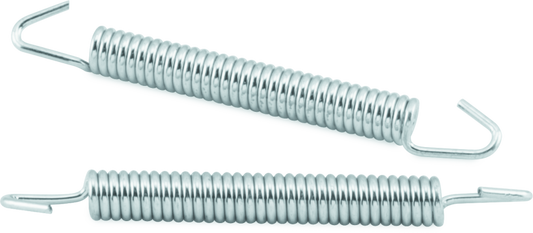 Two metal springs with hooks on a white background