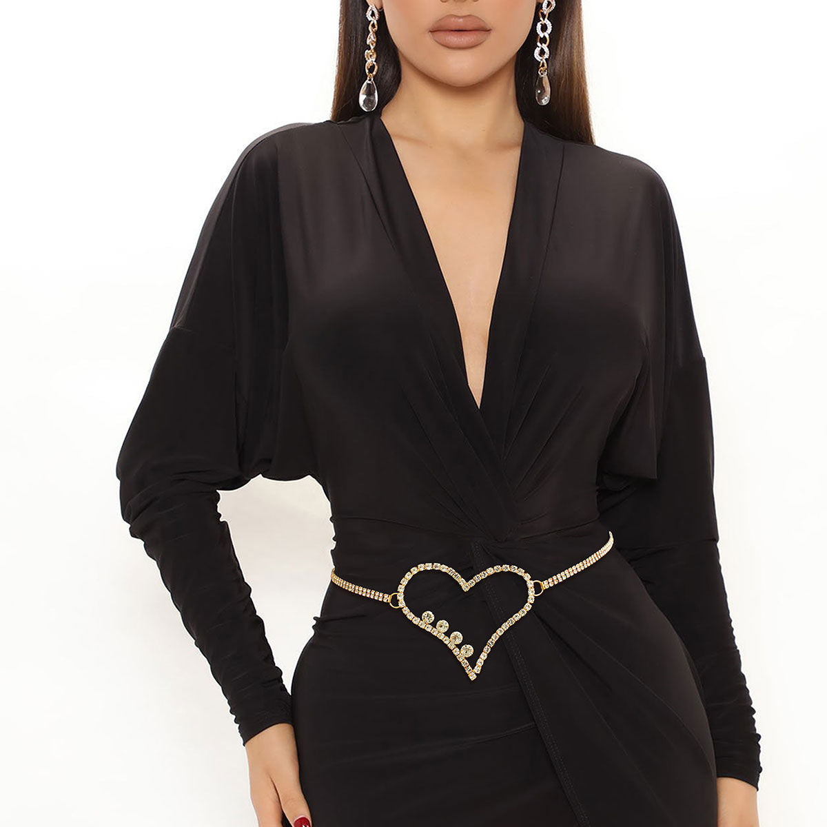 Gold Embellished Heart Chain Belt