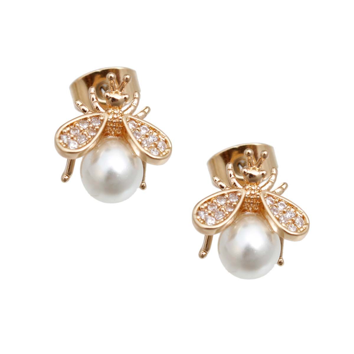 Gold Plated CZ Cute Bee Studs