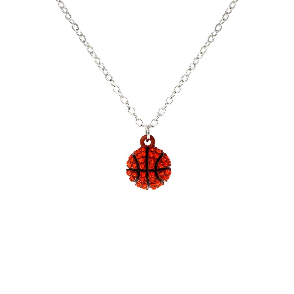 Orange Rhinestone Basketball Necklace