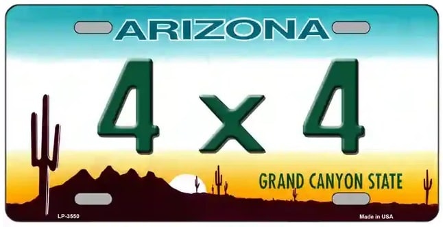 4X4 Arizona Metal Vanity License Plate