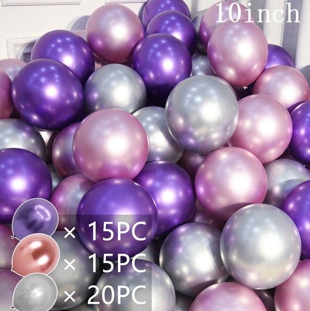 50/15pcs 10inch Gold Silver Black Metal Latex Confetti Balloons For Wedding Decorations  Birthday Party Decorations Bridal Showers Baby Showers